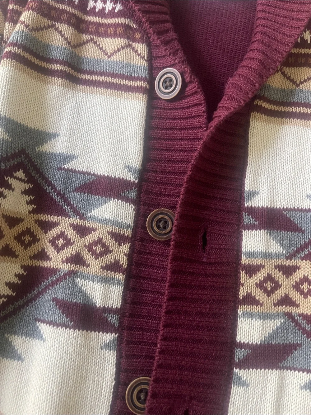 Gymboree Collar Fair Isle Cardigan Sweater - Burgundy/Cream